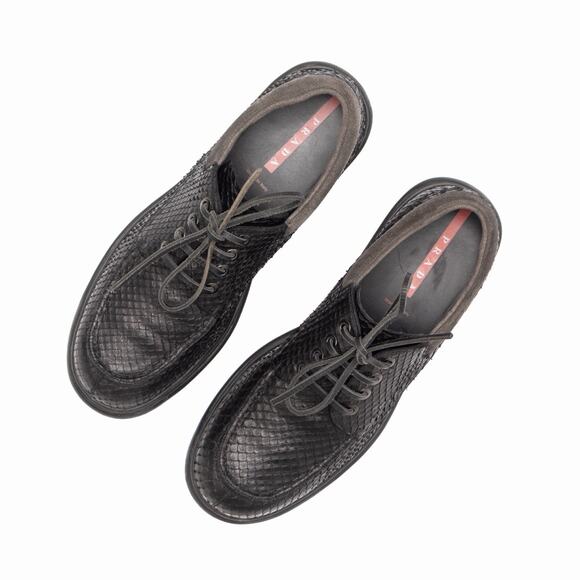 3.7k.$ PRADA RARE Snake Skin Black Split Toe Chunky Derby Avant Garde VTG US10 main image 9